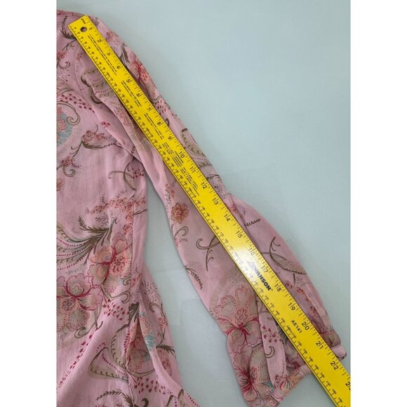 Sundance Blouse Top Women's Small S Pink Floral Beaded Sequined 100% Silk Boho - Picture 7 of 7